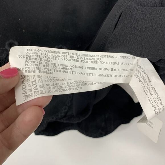 2/$30 ZARA Embroidered Faux Suede Tunic Dress M Black Scalloped Meshed #5213 - Picture 12 of 15